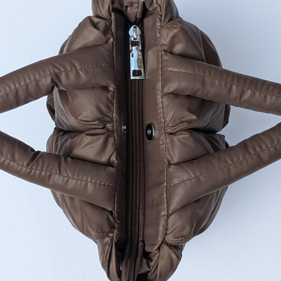 Brown Quilted Puffer Crossbody Bag – Water-Resistant Fabric, Removable Strap - Picture 5 of 8